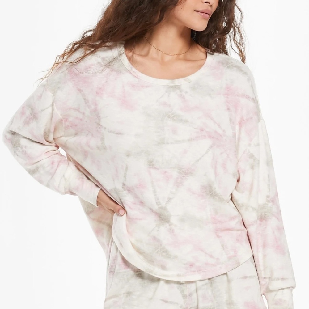 NWT Sun Ray Tie Dye Knit Top in Color Bone